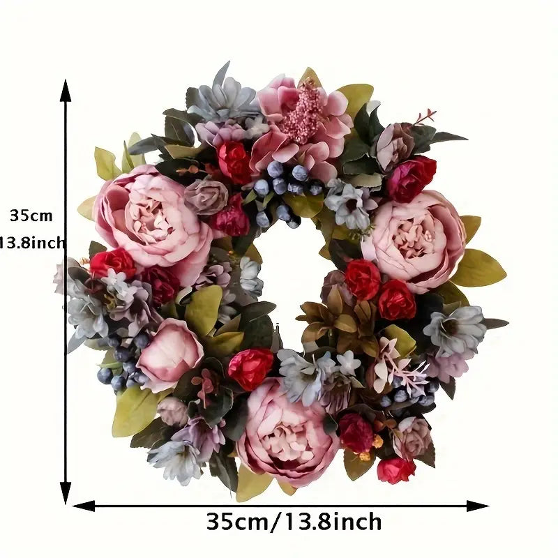 Floral peony wreath 13.8"