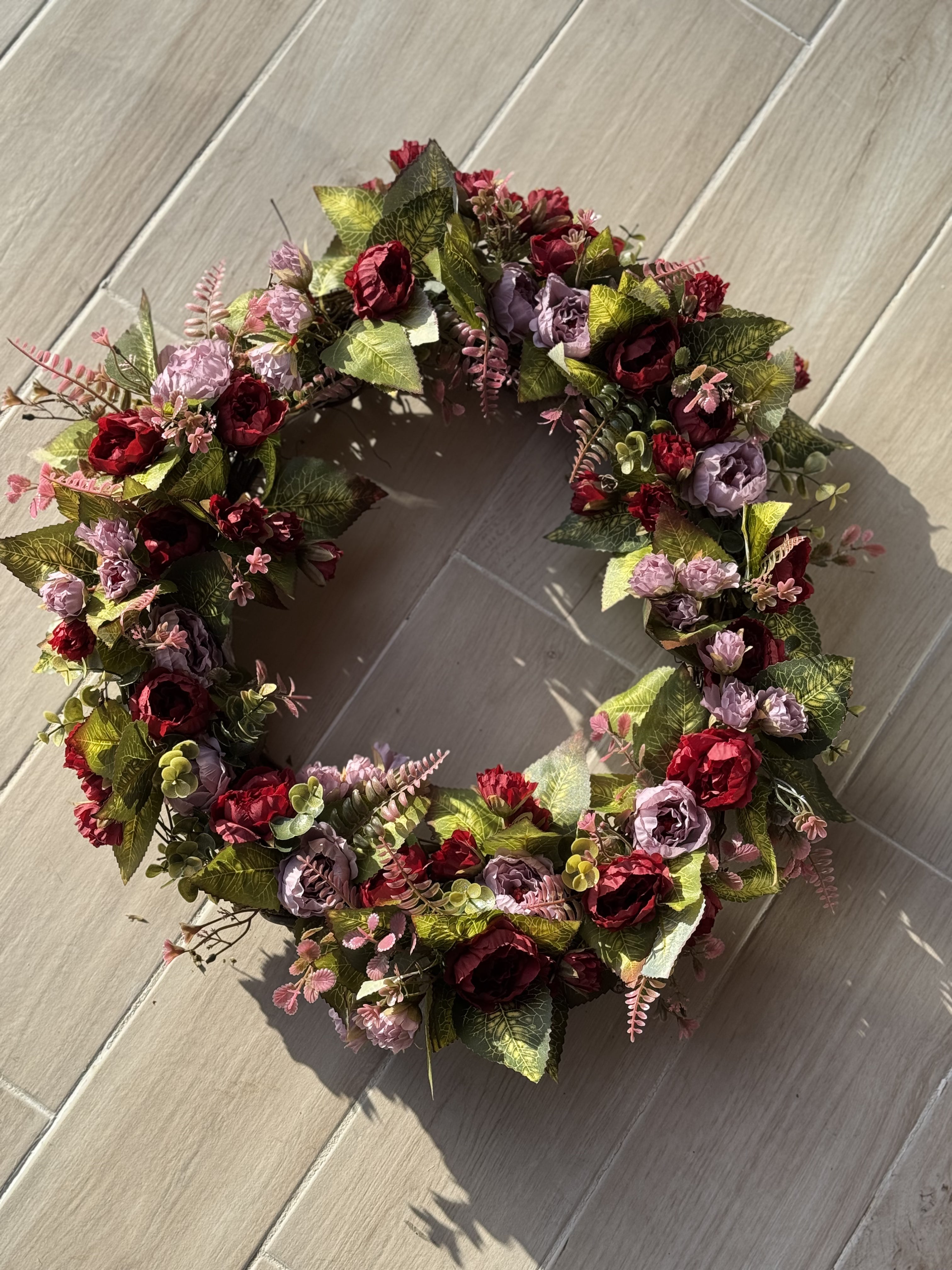 Red and Pink Garden Wreath