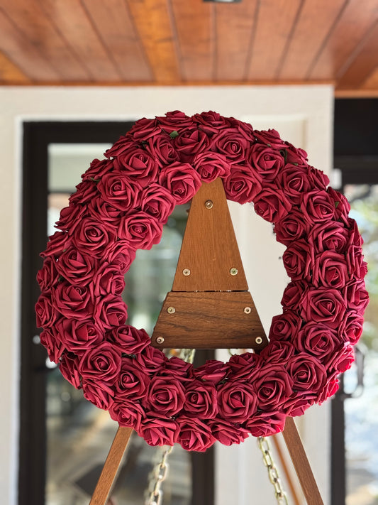 Red rose wreath 18"