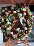 Red and White Roselle Garden Wreath