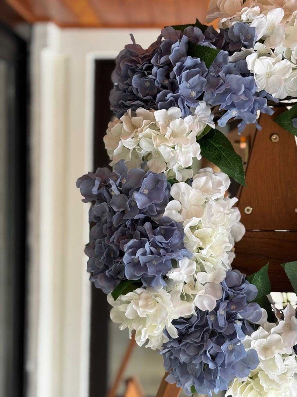 Blue and White Hydrangea Wreath