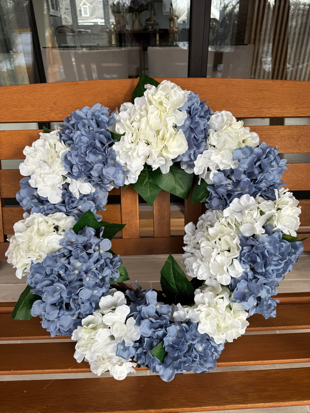 Blue and White Hydrangea Wreath
