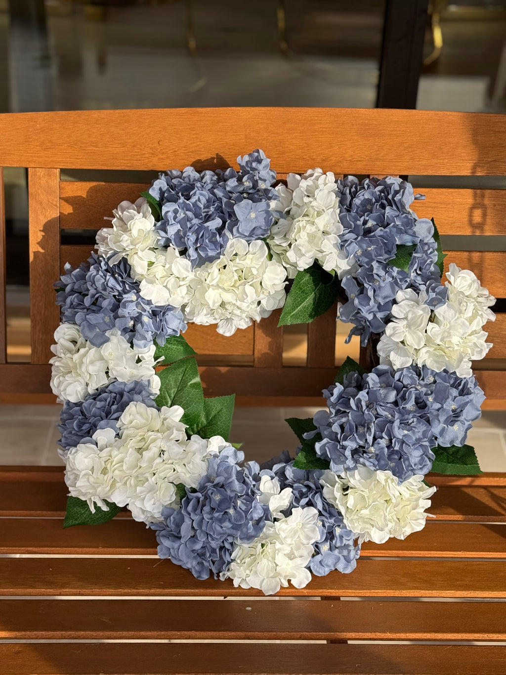 Blue and White Hydrangea Wreath