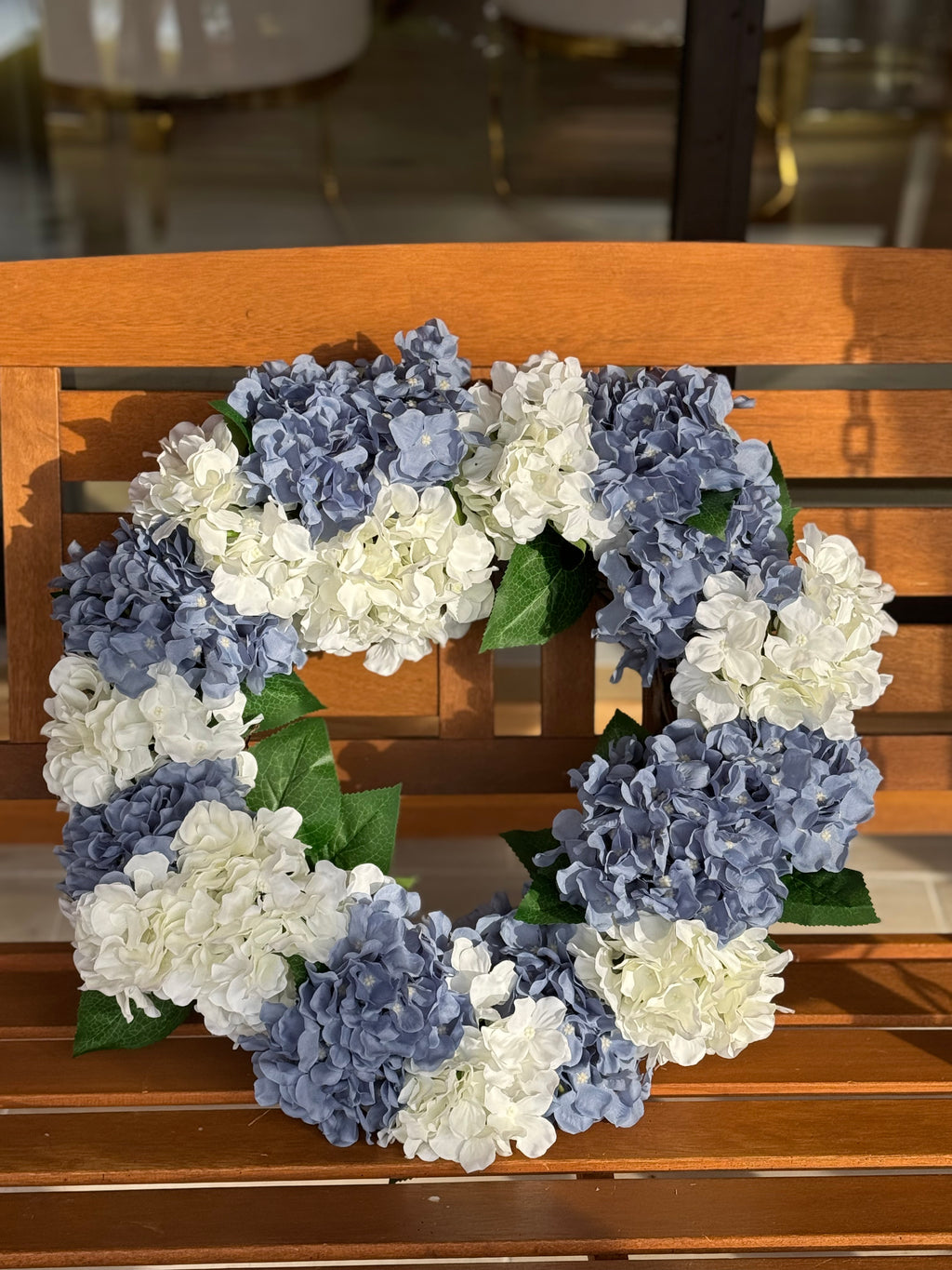 Blue and White Hydrangea Wreath