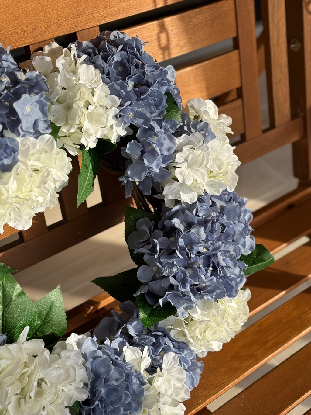 Blue and White Hydrangea Wreath