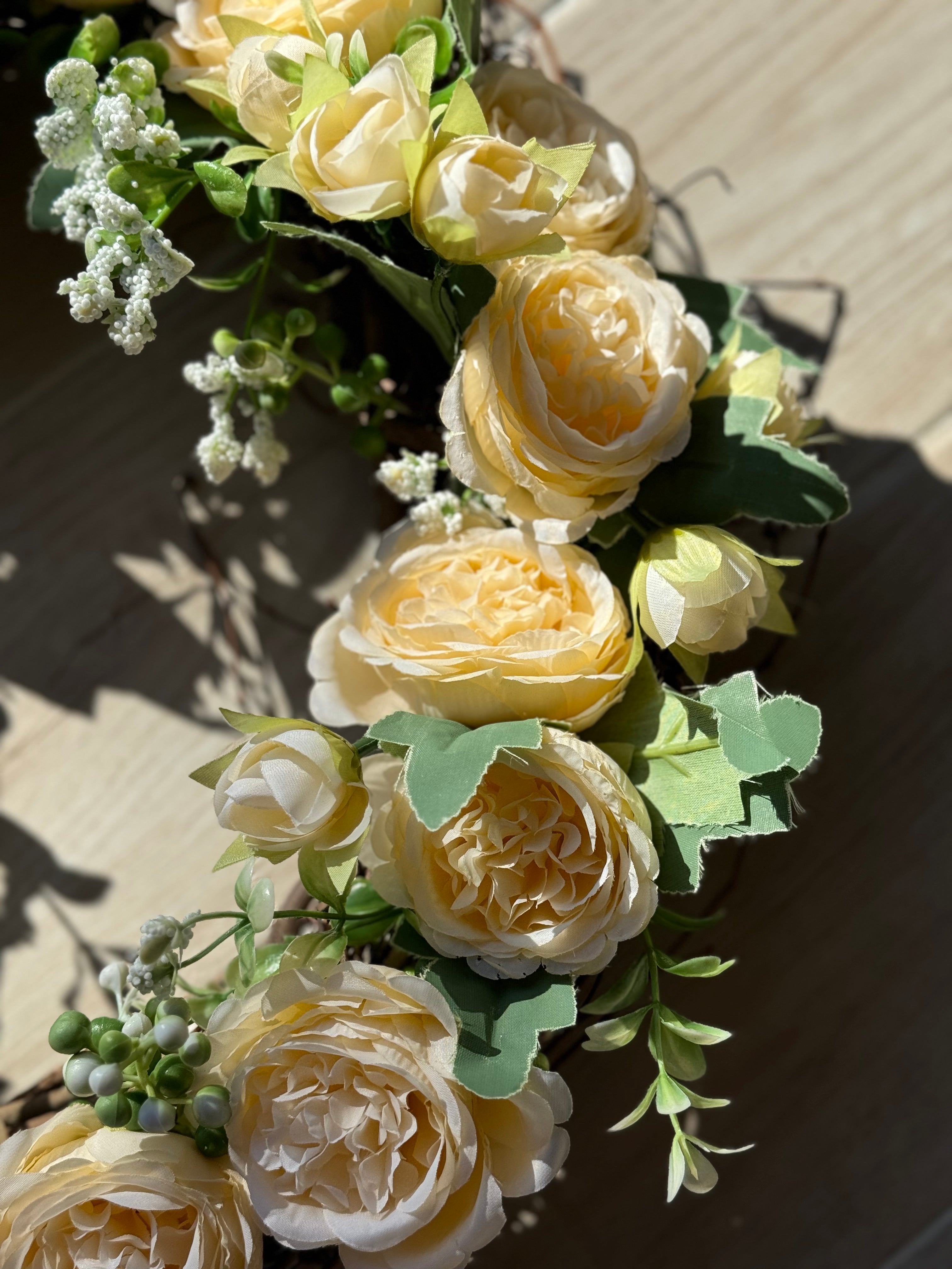 White Peony Wreath
