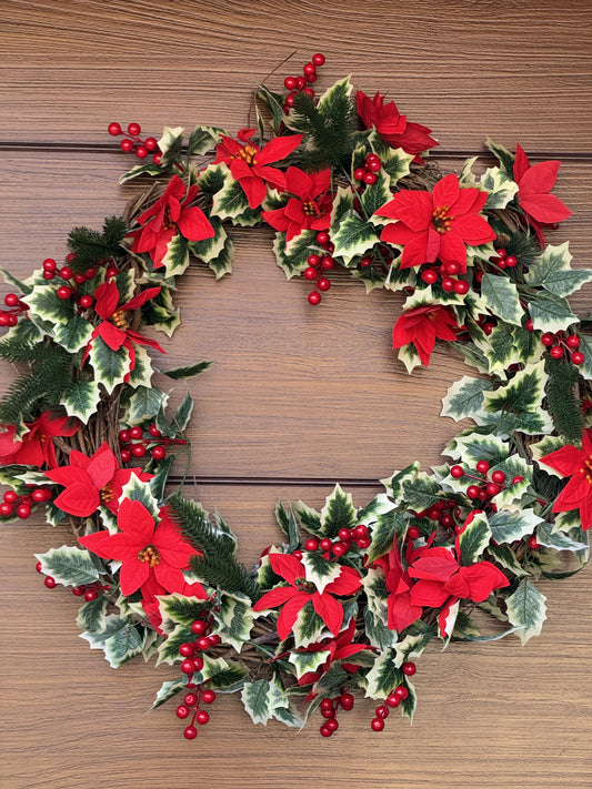 Red floral 24" wreath