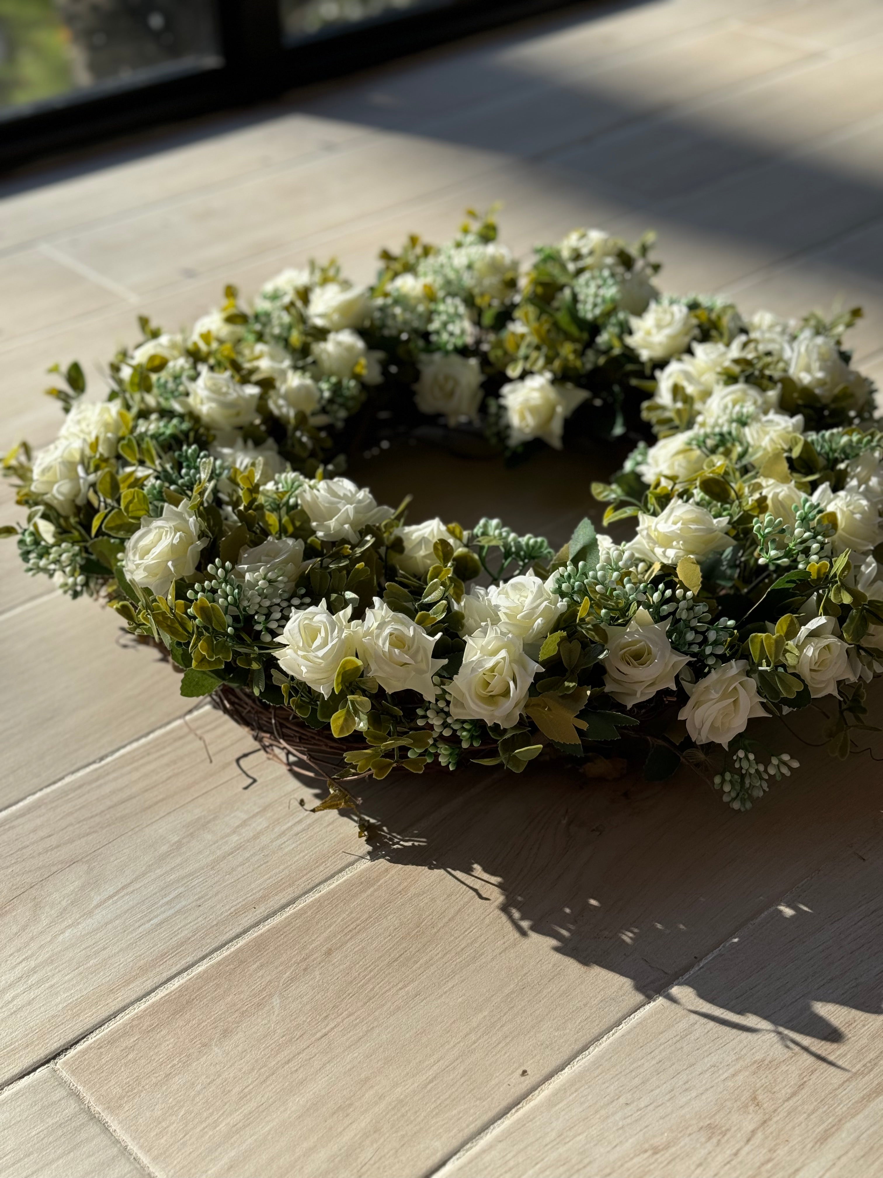 White Rose Wreath