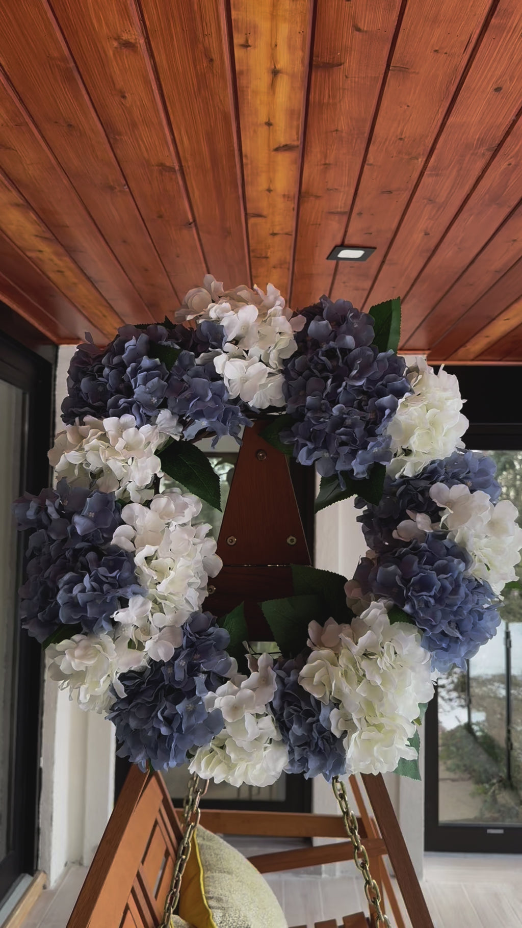 Blue and White Hydrangea Wreath